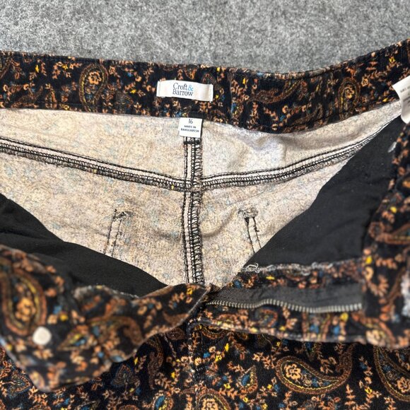 Croft & Barrow WMNS Paisley Black Corduroy Pants 16, Stretch Retro Boho Classic - Picture 12 of 13